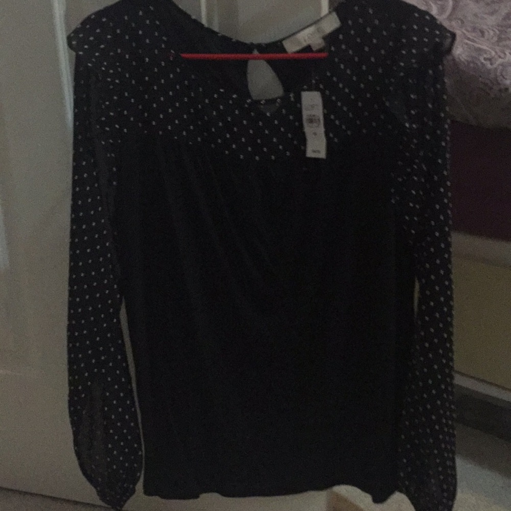 Black long sleeve ruffled top